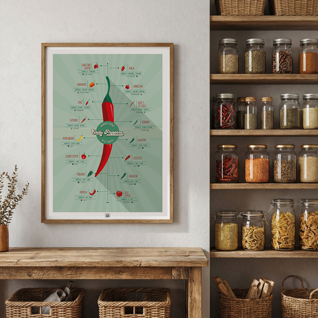 Scoville Hot Peppers Scale Poster
