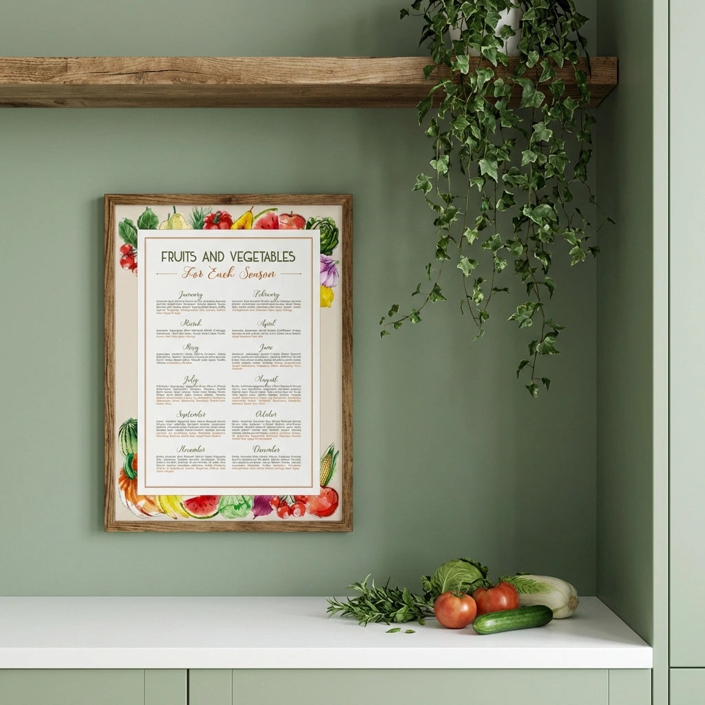 Seasonal Fruits and Vegetables Calendar Poster