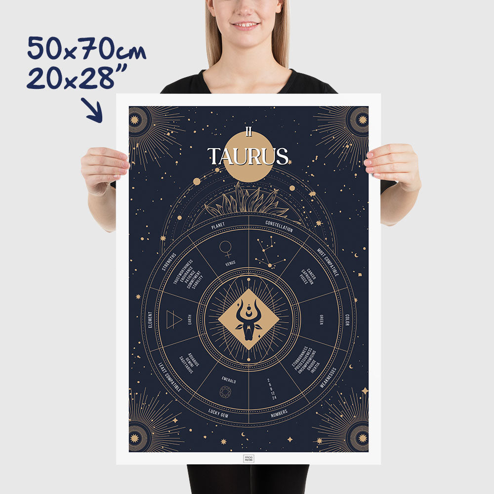 taurus Zodiac Sign Poster, dimensions 50x70 cm - 20x28"
