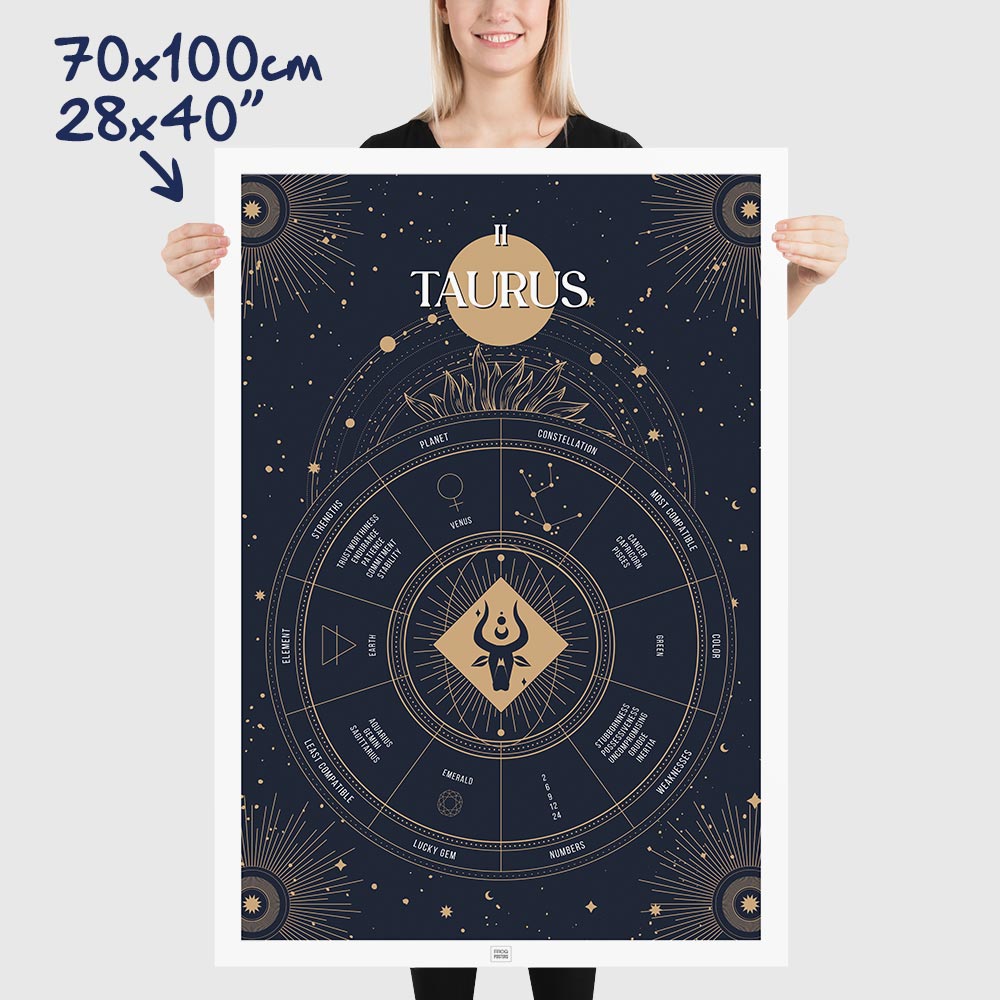taurus Zodiac Sign Poster, dimensions 70x100 cm - 28x40"
