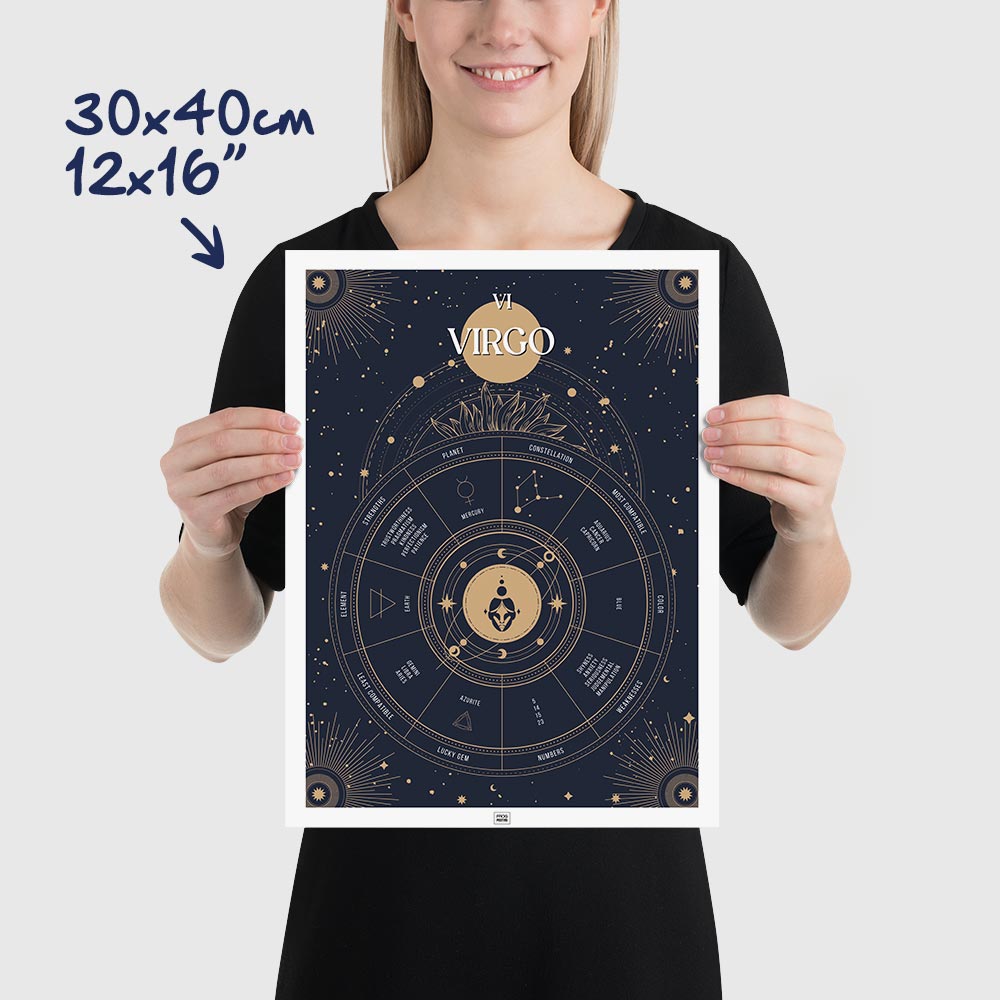virgo Zodiac Sign Poster, dimensions 30x40 cm - 12x16"
