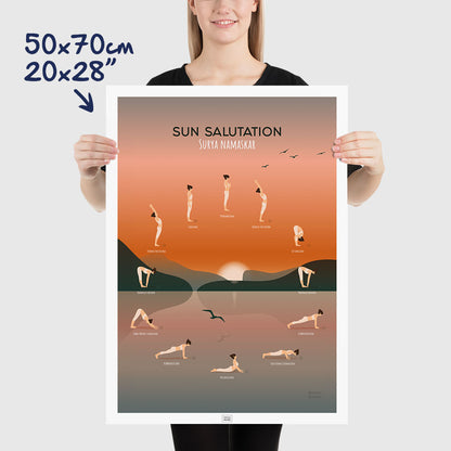 Yoga Poster: Sun Salutation Guide, dimensions 50x70 cm - 20x28"
